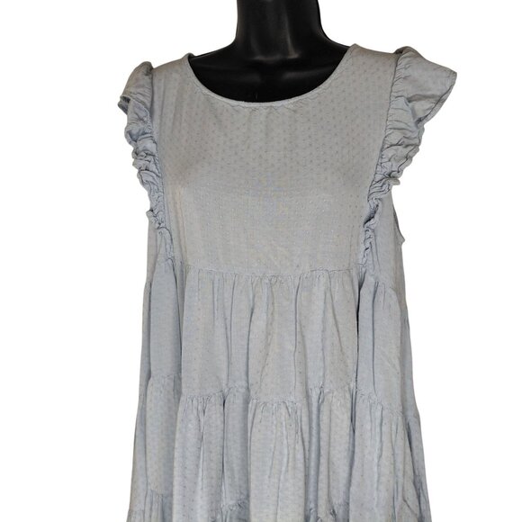 Kori America Light Blue Ruffled Sleeveless Tiered Dress M - Picture 4 of 9